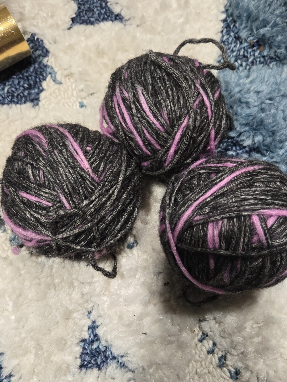 Hand-Dyed Gray and Pink Yarn Balls - Art Fiber